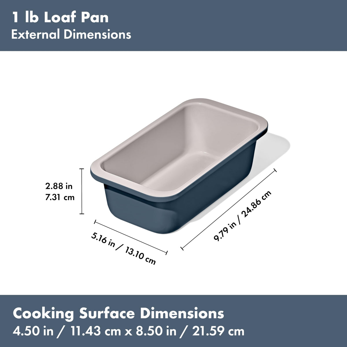 OXO Good Grips loaf pan storm blue packed neatly for simple storage.