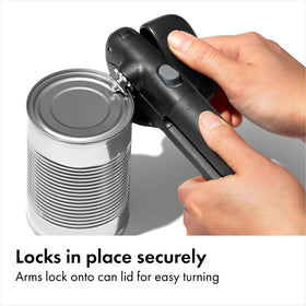 Magnetic lid lifter keeps lids away from fingers for safer disposal.