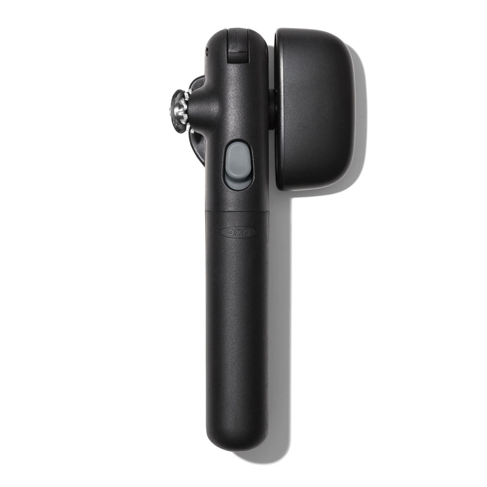 OXO Good Grips Lock and Go can opener with locked arms delivers steady opening.