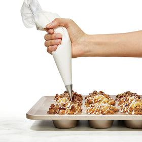 Made in USA label on OXO Good Grips bakeware with global materials
