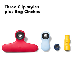 OXO Good Grips magnetic mini clips display photos and recipes on metal surfaces.