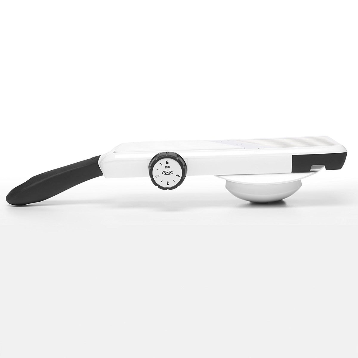 OXO Good Grips mandoline slicer blade lock keeps the unit safely stored.