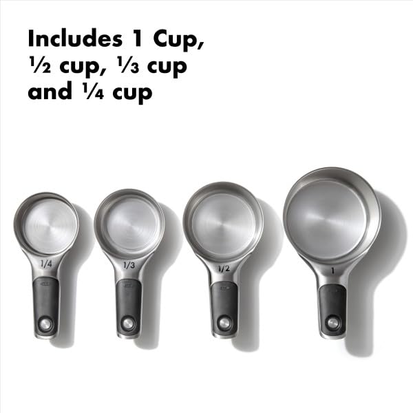 OXO Good Grips measuring cups with etched measurements for precise leveling