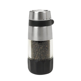 OXO Good Grips pepper grinder top-dispense view shows clean counters and easy use.
