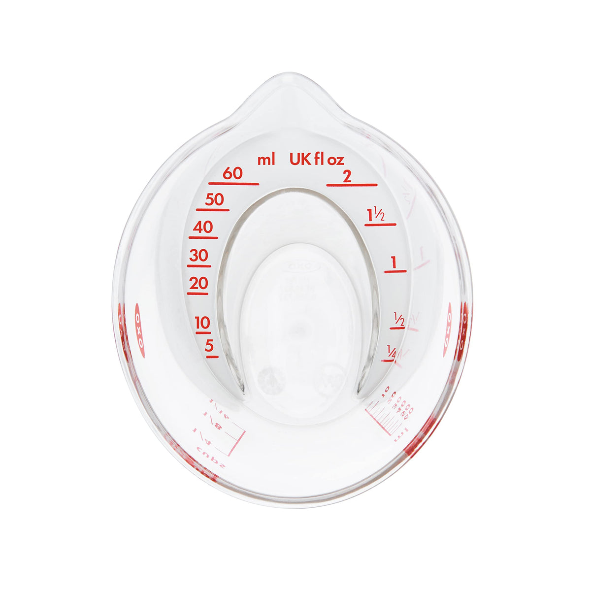 OXO jug features a generous spout for controlled pouring and precise dosing