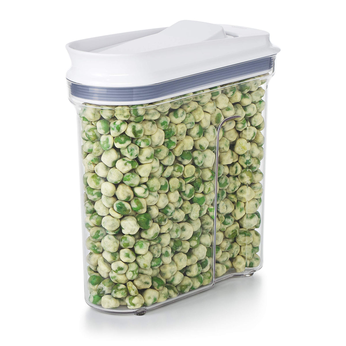 OXO Good Grips mini dispenser with a clear body showing contents for quick pantry checks