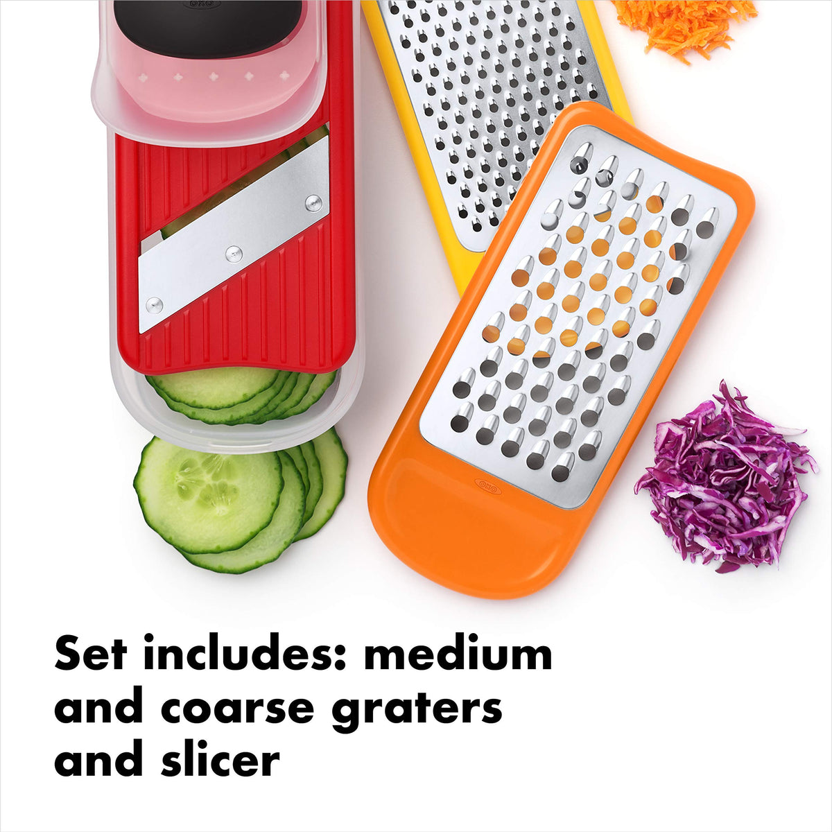 OXO Good Grips mini set coarse-grater handles butter onions and semi-soft cheeses