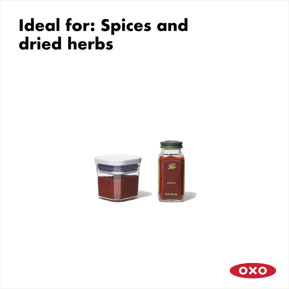 OXO Good Grips Mini POP seal button closeup showing airtight lid.