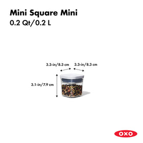 OXO Good Grips Mini POP containers are top-rack dishwasher safe.