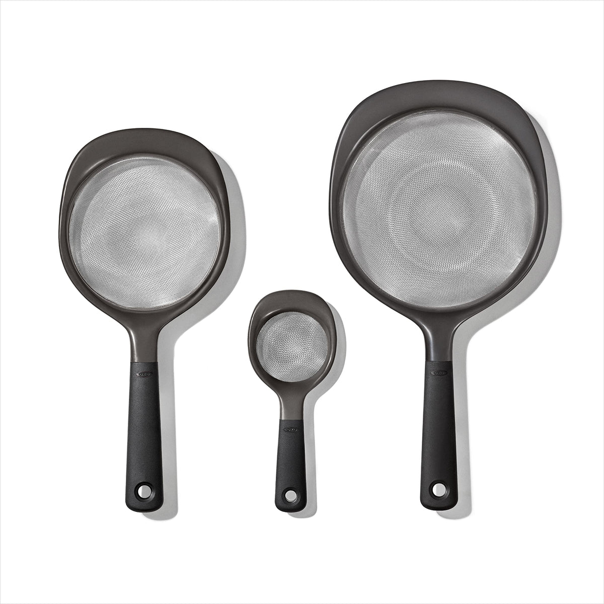 OXO Good Grips 3-inch mini strainer for citrus juice and pulp separation.