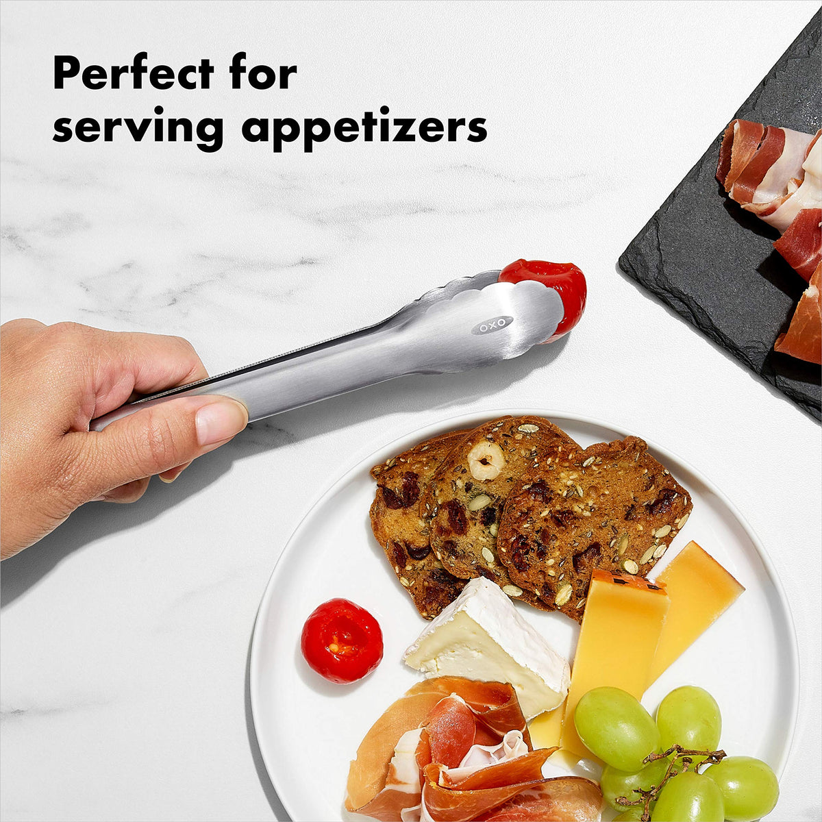 OXO Good Grips 7-Inch Mini Tongs for removing pickles or olives from jars.