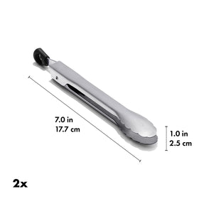 OXO Good Grips mini tongs suit charcuterie and appetizers on a board.
