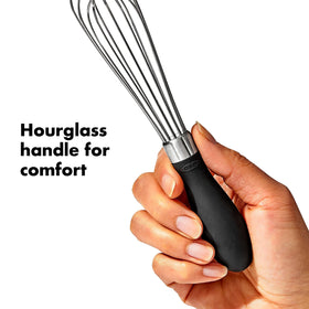 OXO Good Grips Mini Whisk dishwasher safe for easy cleanup.