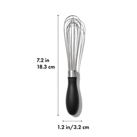 Compact design of OXO Good Grips Mini Whisk saves kitchen space.