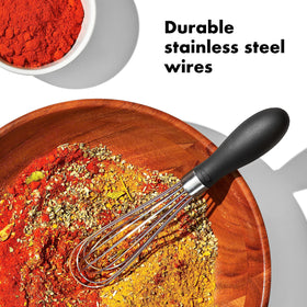 OXO Good Grips Mini Whisk in a jar for quick salad dressing.