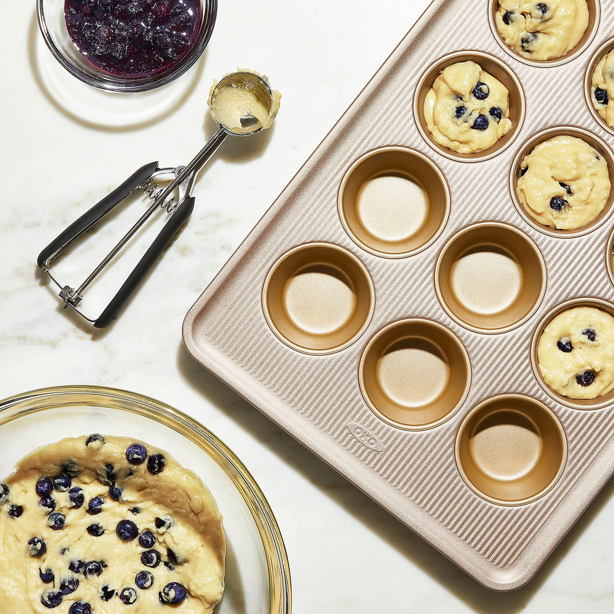 12-cup muffin pan ready for a batch of muffins or mini quiches