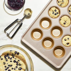 12-cup muffin pan ready for a batch of muffins or mini quiches
