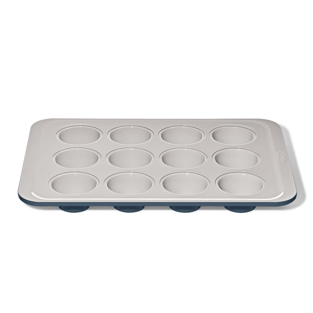 OXO Good Grips muffin pan, top view, ceramic nonstick for easy food release.