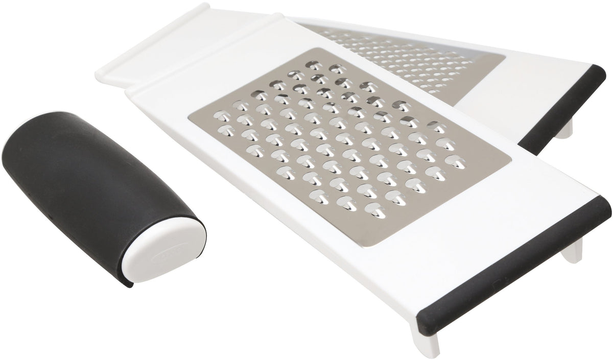 OXO Good Grips Multi Grater folded flat for compact drawer storage