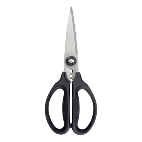 OXO Good Grips scissors slicing cardboard with secure micro-serrated blades