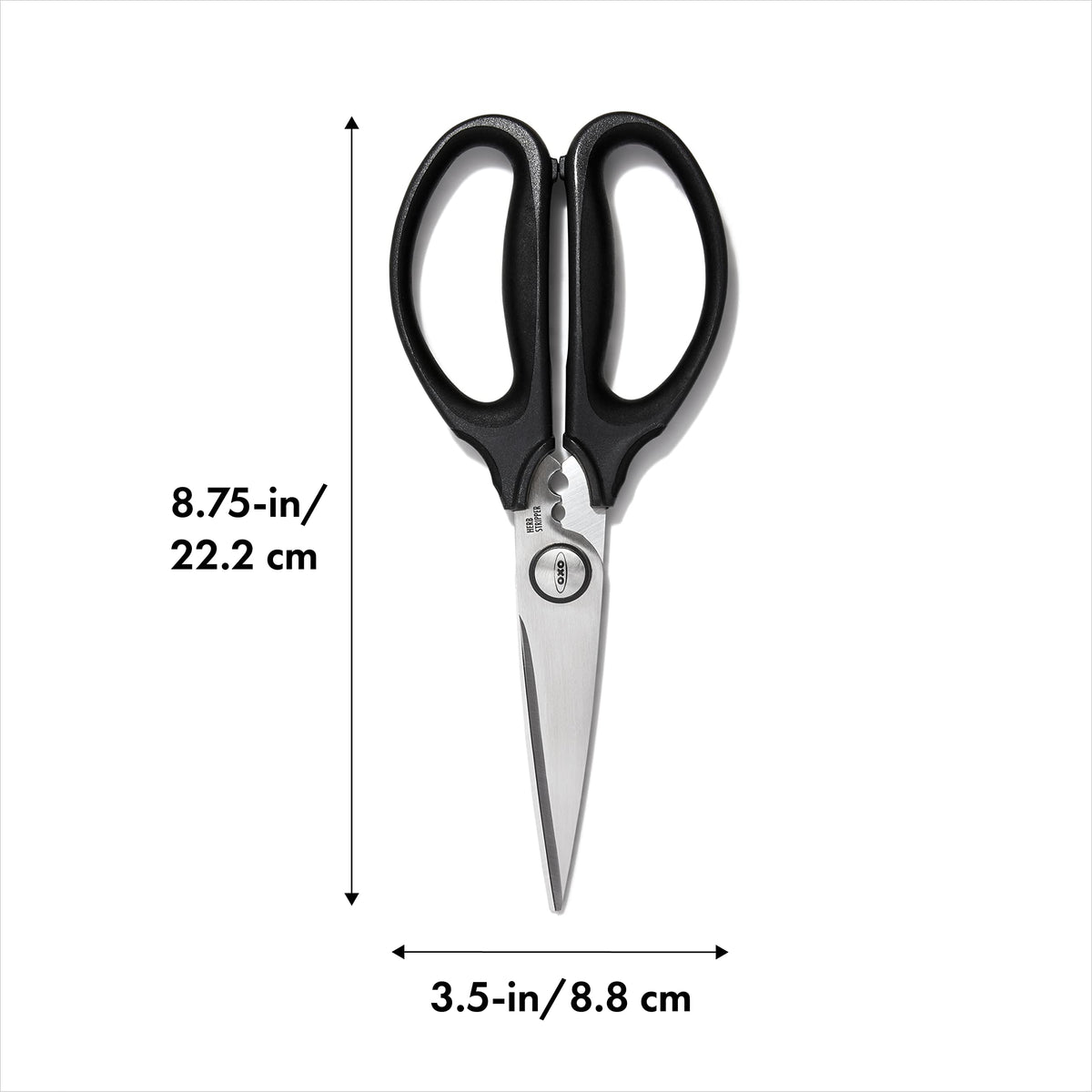 OXO Good Grips scissors cutting meat and vegetables with precise grip