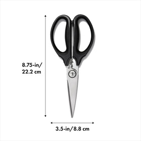 OXO Good Grips scissors cutting meat and vegetables with precise grip
