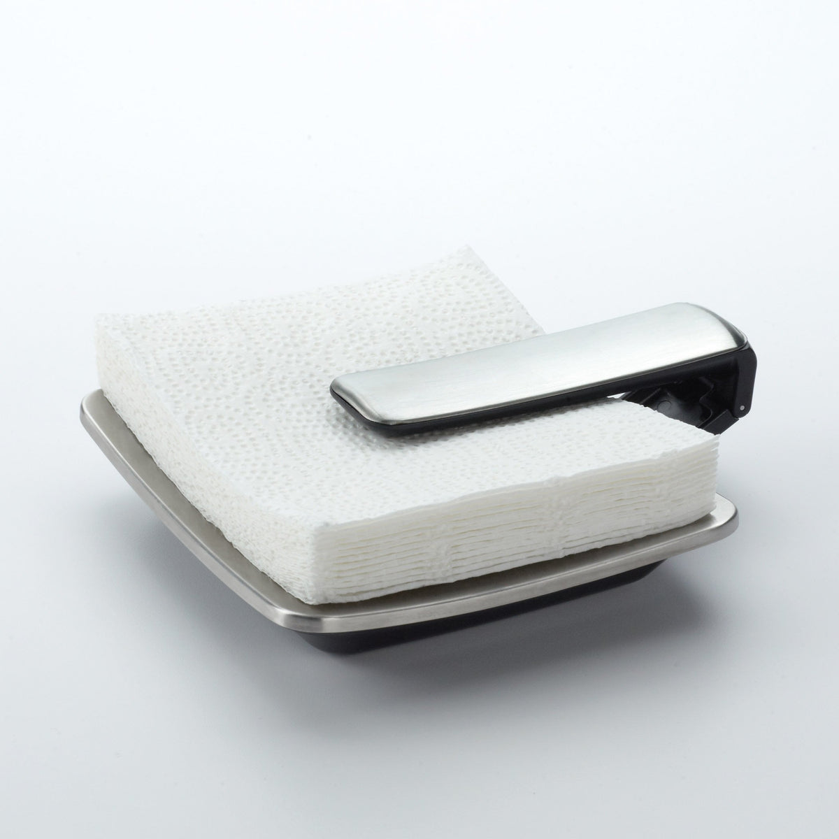 OXO Good Grips napkin holder with rubber grip prevents napkins from sliding during meals.