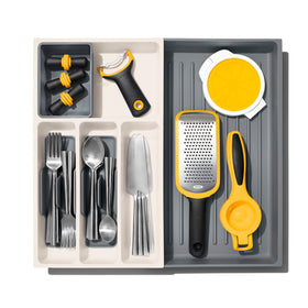 Non-slip feet keep the organizer secure during drawer use.