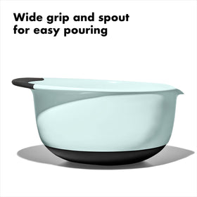 OXO Good Grips non-slip-base bowl keeps batter steady on the counter.