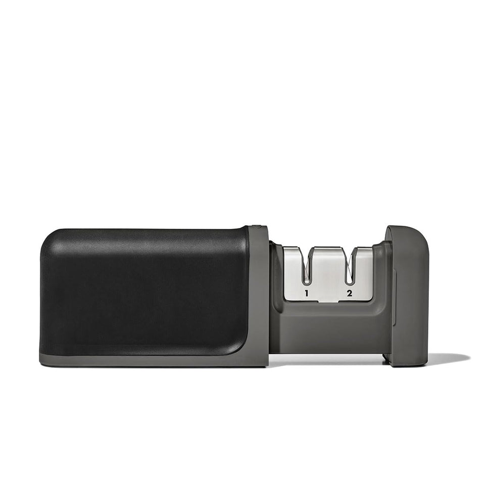 OXO Good Grips dual-stage sharpener for fast, precise blade sharpening.
