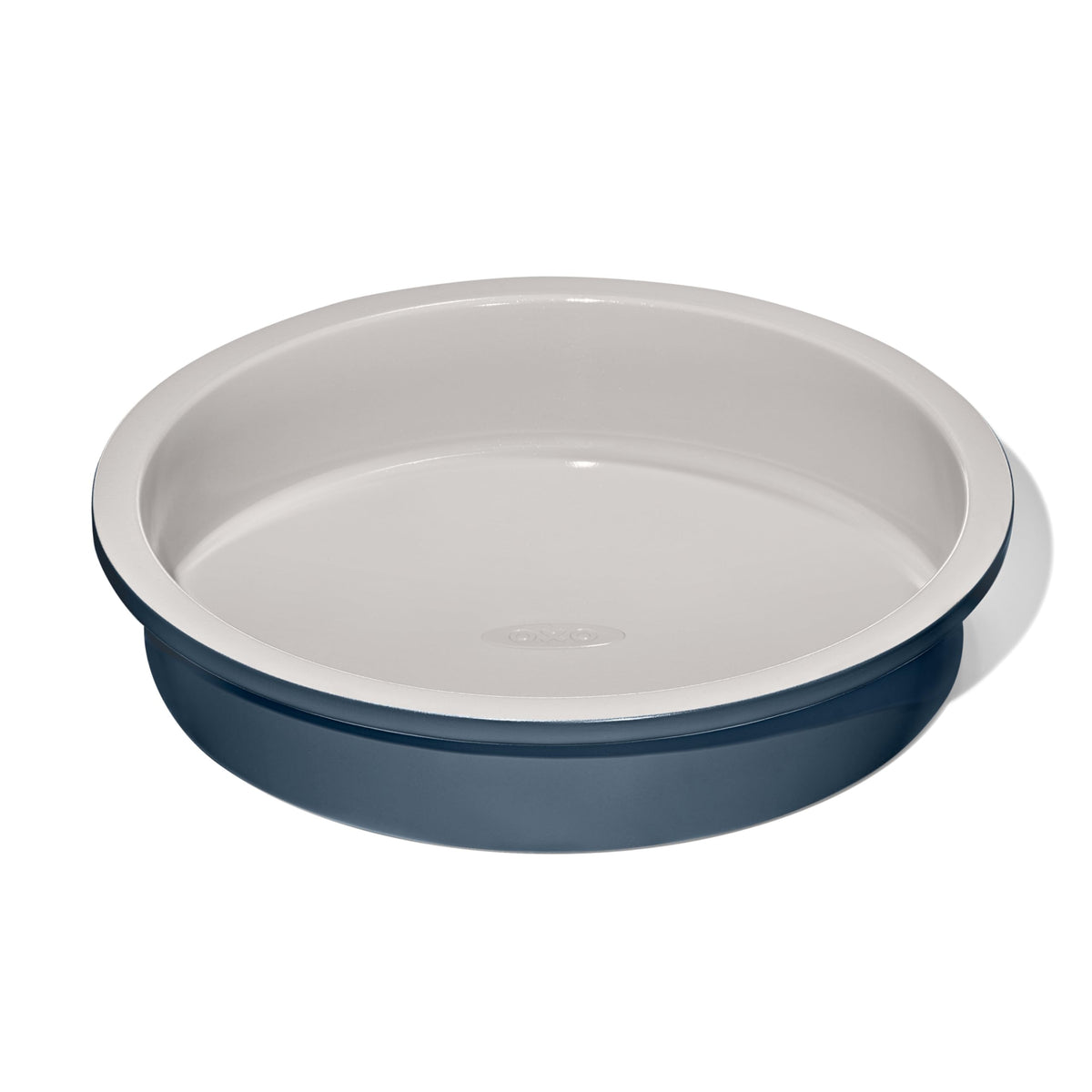 OXO Good Grips 9-inch round cake pan with ceramic coating for easy release.