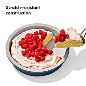 OXO Good Grips pan features a square-rolled edge for added strength.