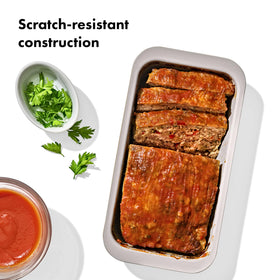 OXO Good Grips loaf pan inside view with rounded corners for easy cleaning