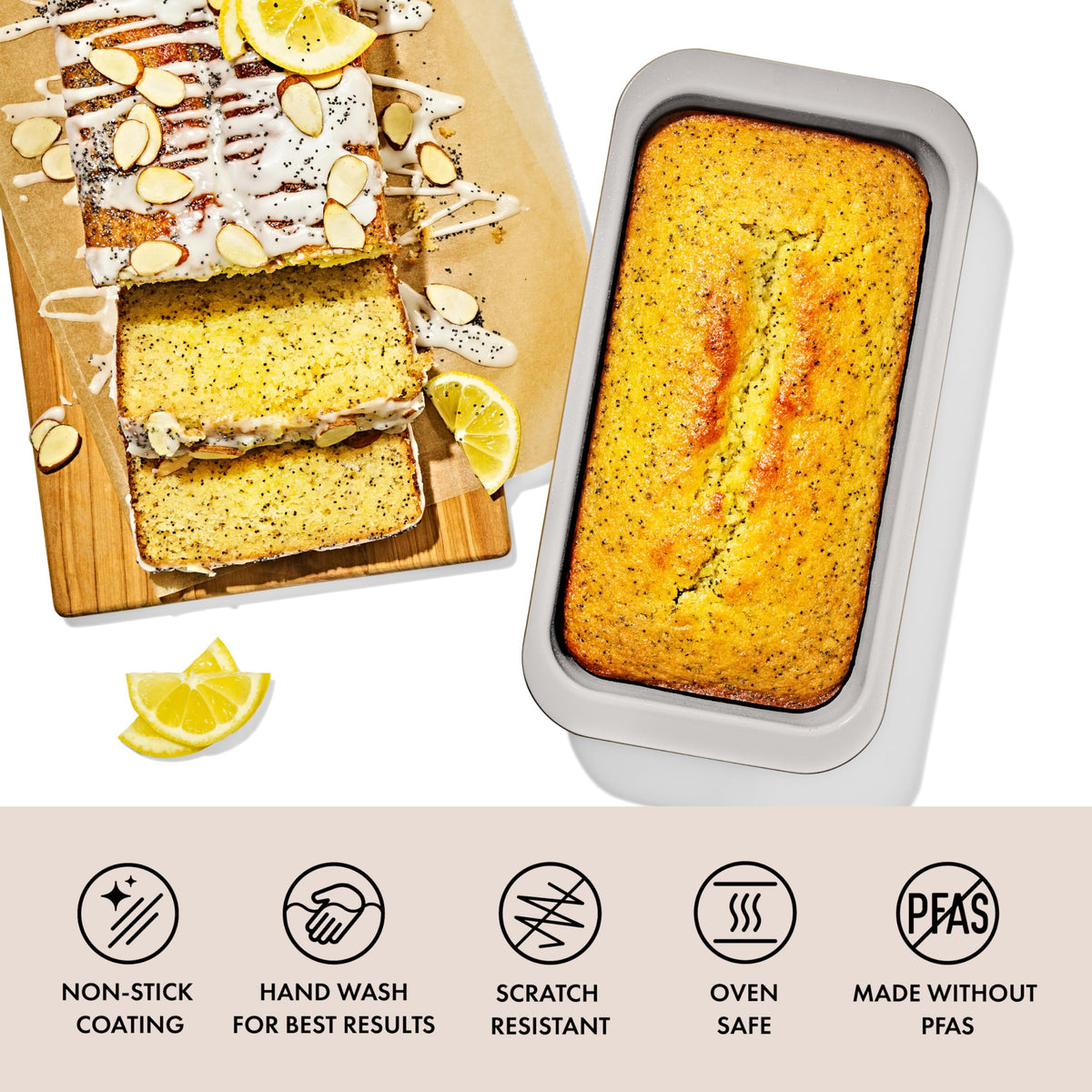 OXO Good Grips loaf pan side handle for secure grip and easy maneuvering