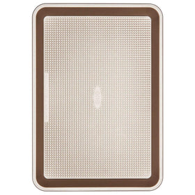 Square rolled edges on the pan add reinforcement and secure grip