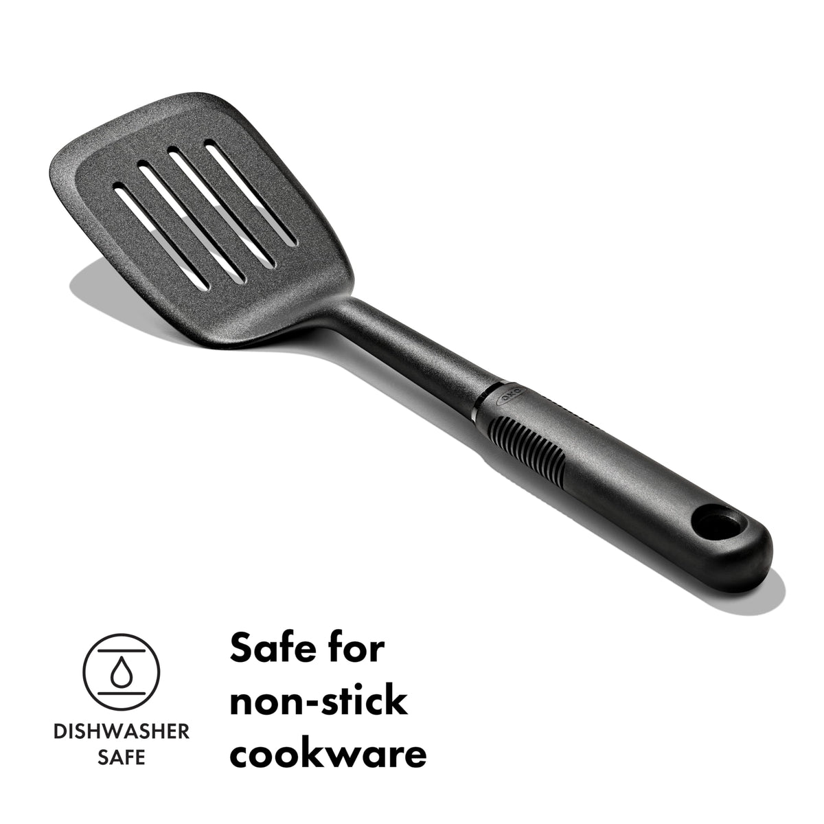 OXO Slotted Turner is BPA-free and dishwasher safe for easy cleaning.