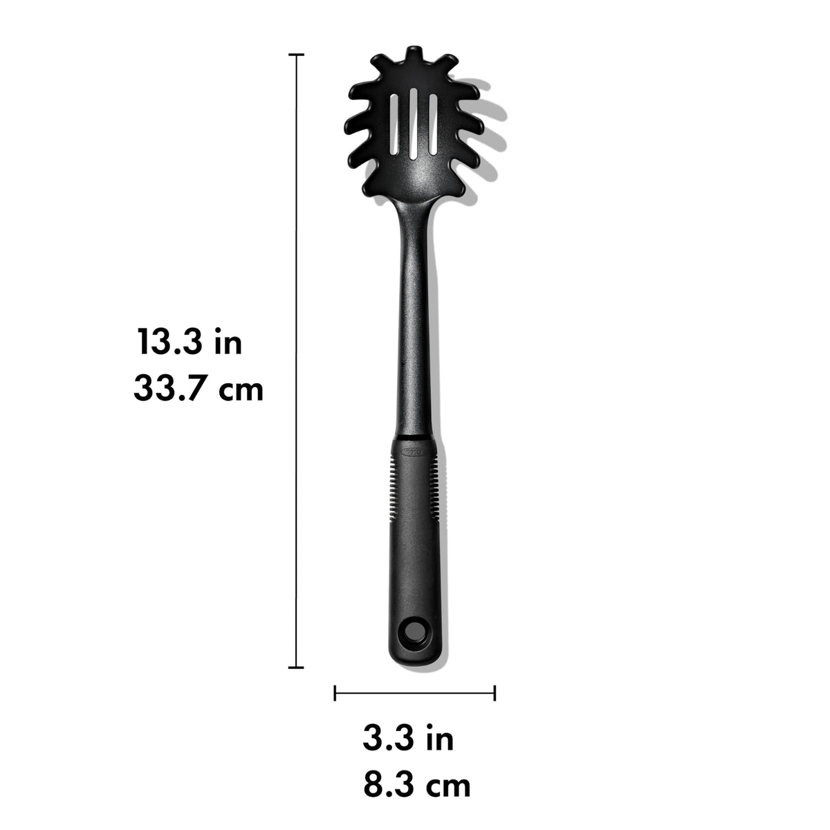 OXO Good Grips nylon spaghetti server helps portion and serve pasta precisely.