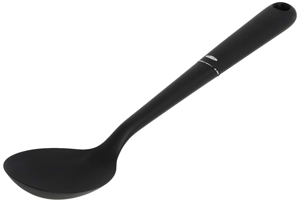 OXO Good Grips Nylon Spoon demonstrates heat resistance for versatile cooking tasks.