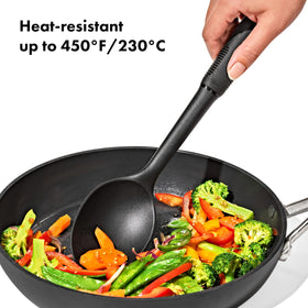 OXO Good Grips Nylon Spoon safe for non-stick cookware and protects delicate surfaces.