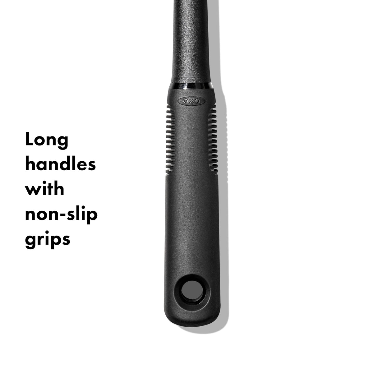 OXO Good Grips Nylon Spoon stirring soup to show heat resistance in action.
