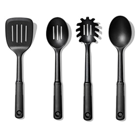 OXO Good Grips nylon spoon with soft, non-slip handle for gentle stirring.