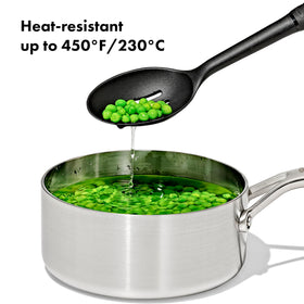 OXO Good Grips nylon square-turner with sturdy neck for controlled flipping.