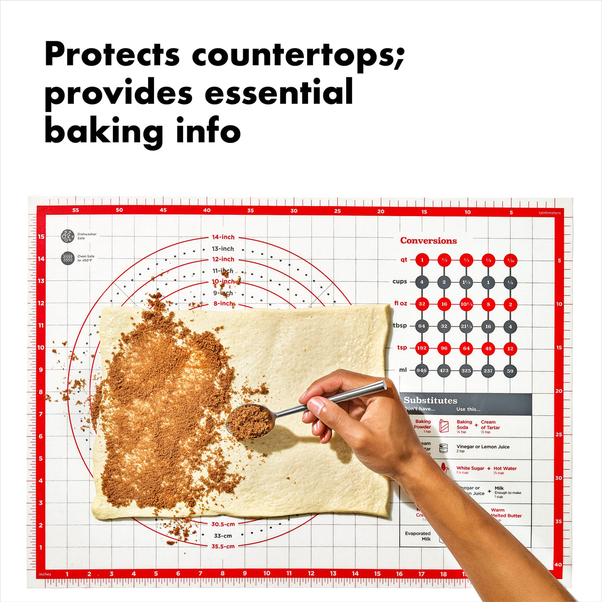 OXO Good Grips pastry mat with built-in measurements simplifies sizing.