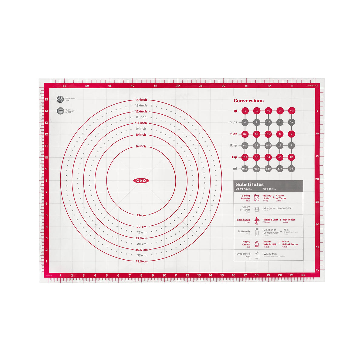 OXO Good Grips pastry mat with non-slip surface protects counters while rolling.