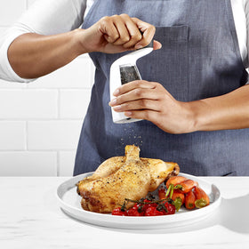 Adjustable grind on the OXO Good Grips pepper mill for texture control.
