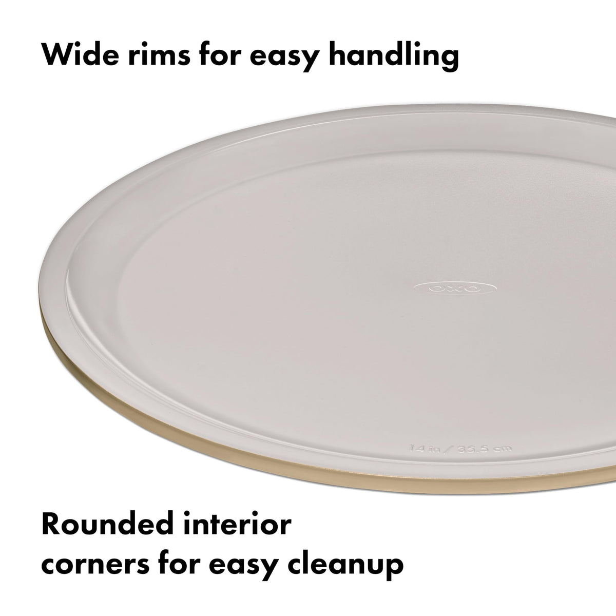 OXO Good Grips pizza pan made from heavy-gauge steel for durable bakeware
