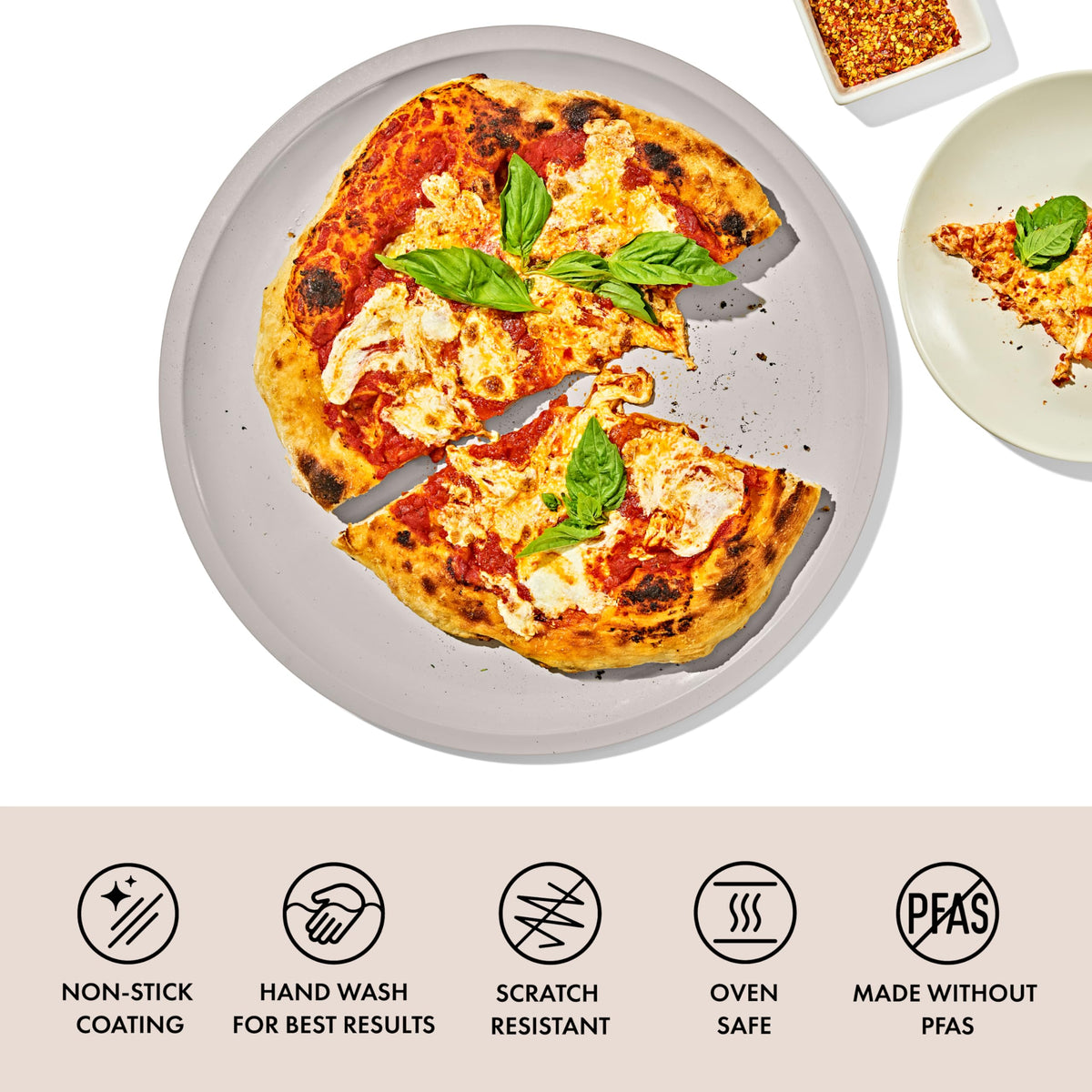 OXO Good Grips pizza pan with square-rolled edge for added structure