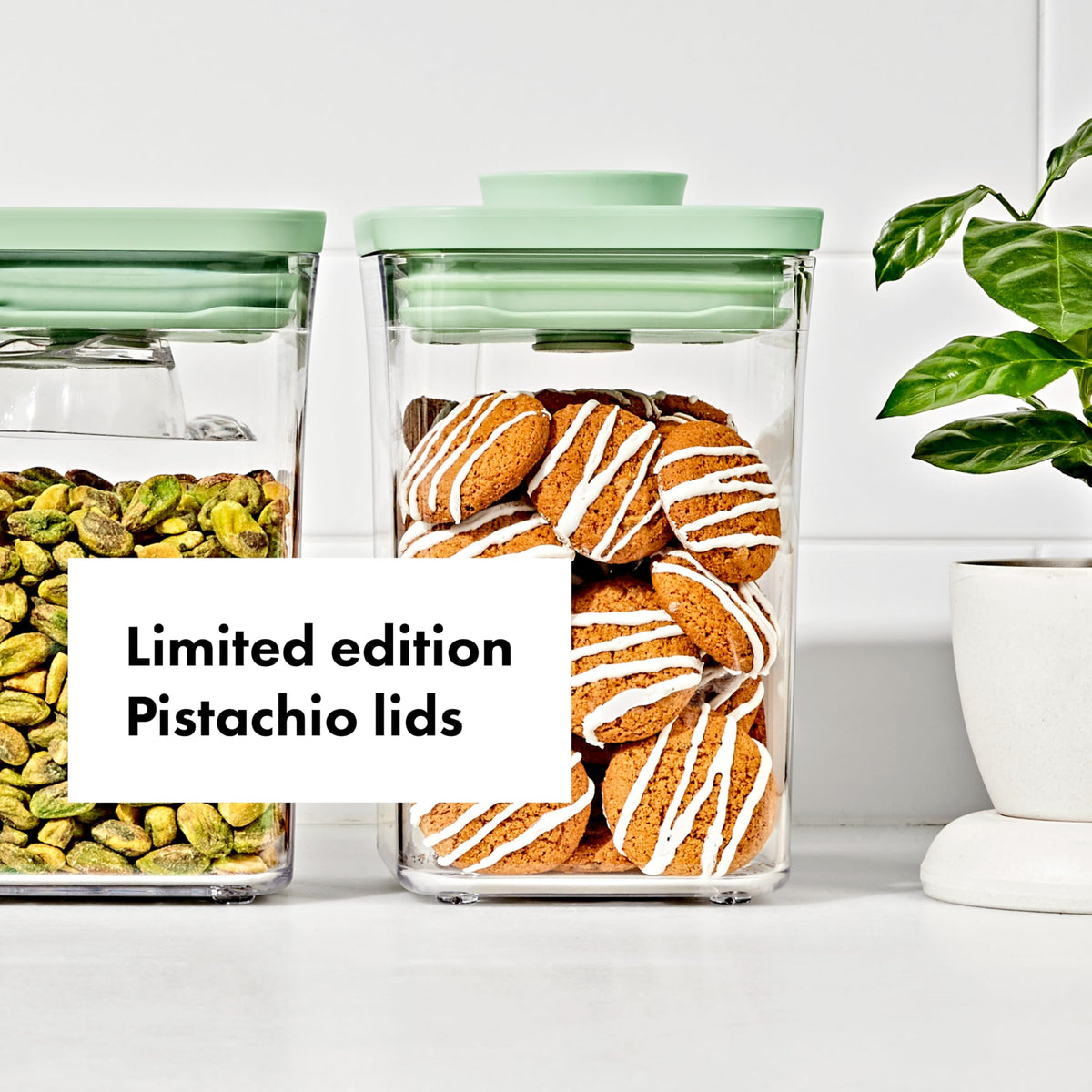 Three 1.1 Qt containers for sugar, flour, or snacks.