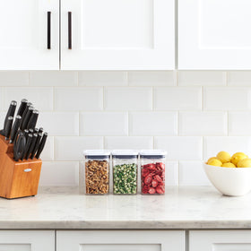 OXO Good Grips POP containers keep ingredients fresh and accessible on the counter.
