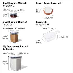 OXO POP 1.1 qt container stacked with other jars for organized baking staples.